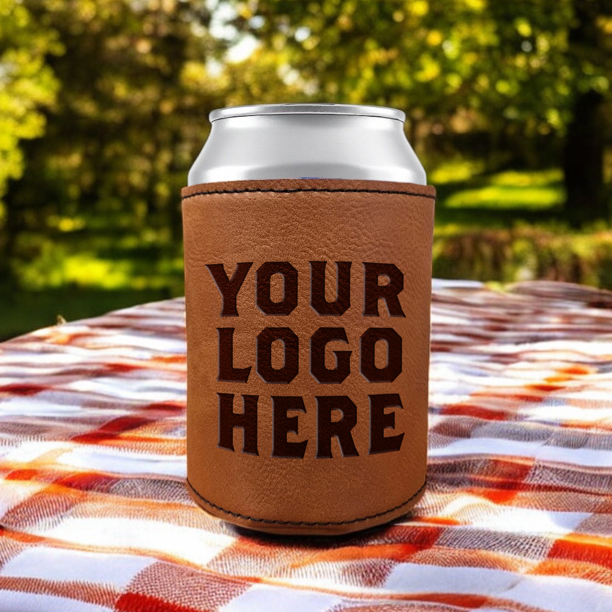Laser Engraved Leathette Can Holder