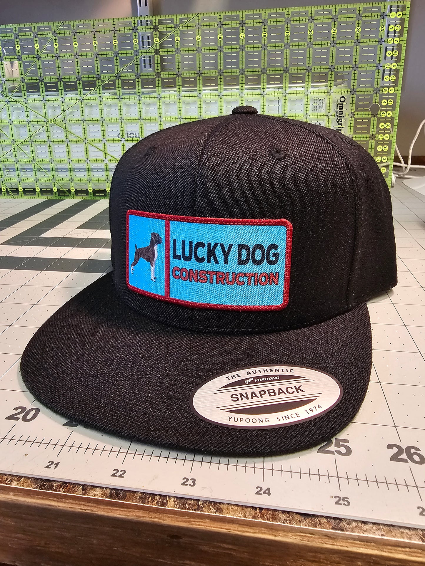 Lucky Dog Construction Patch Flat Bill Hats