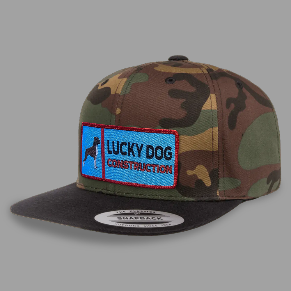 Lucky Dog Construction Patch Flat Bill Hats