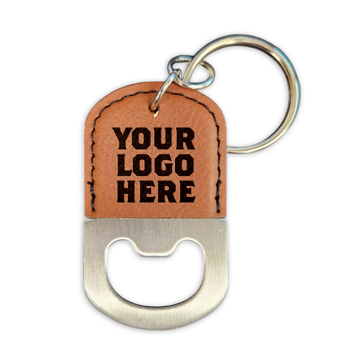 Laser Engraved Leatherette Keychain Bottle Opener