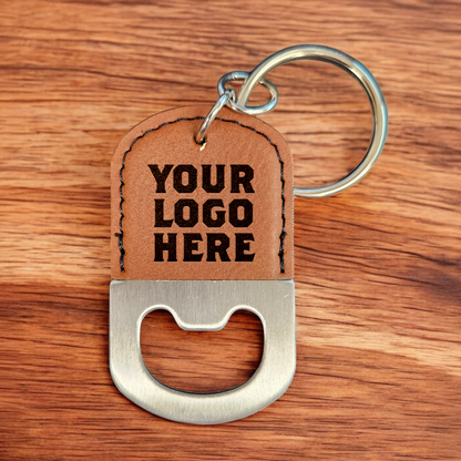 Laser Engraved Leatherette Keychain Bottle Opener